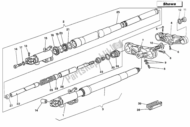 Tutte le parti per il Forcella Anteriore Cr Showa del Ducati Supersport 900 SS USA 1992